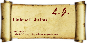 Lédeczi Jolán névjegykártya
