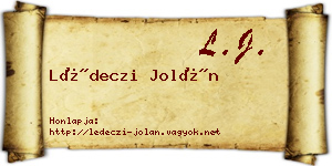 Lédeczi Jolán névjegykártya